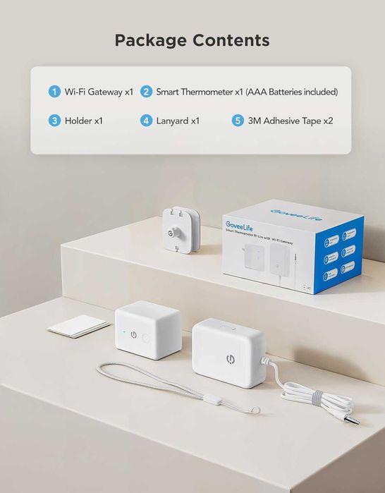 GoveeLife WiFi термометър за хладилник с аларма, безжичен цифров температурен уред за фризер