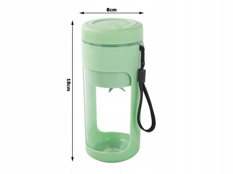Shaker portabil smoothie si proteine 450ml cu 6 lame inox USB 2000mAh