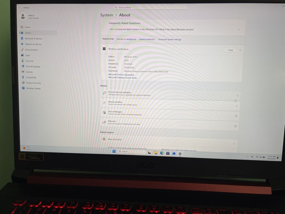 Laptop gaming Acer Nitro 4 | i5 | GTX 6GB | 500GB SSD | Win11 pro