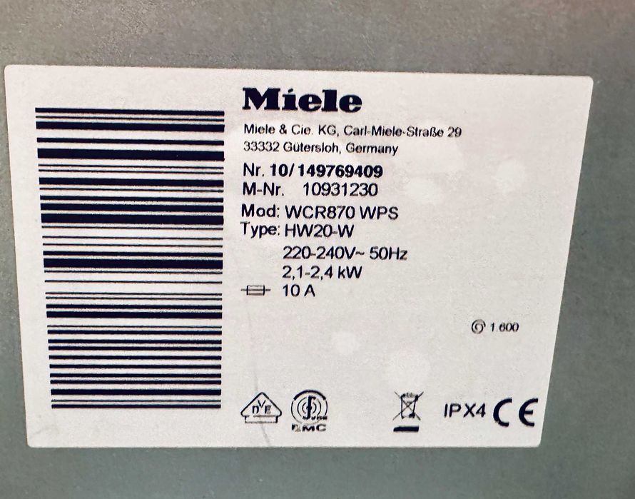 Пералня MIELE Миле WCR870 WPS – 8kg
