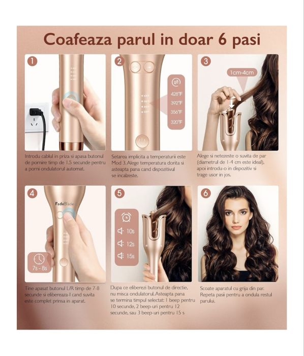 Ondulator automat CurlMaster Pro, ceramic, 4 setari temperatura