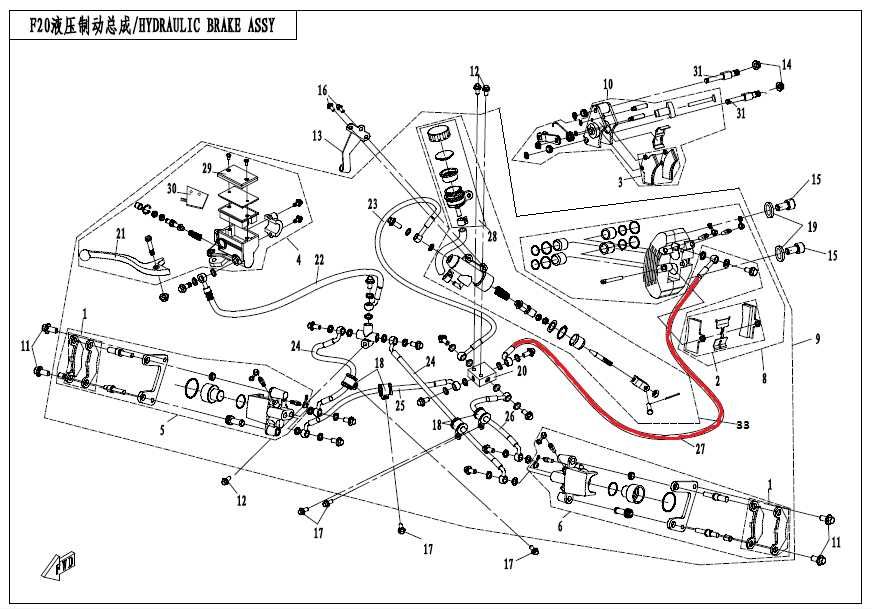 Conducta furtun frana etrier spate atv CFMoto CF Moto 500 600 625 X5