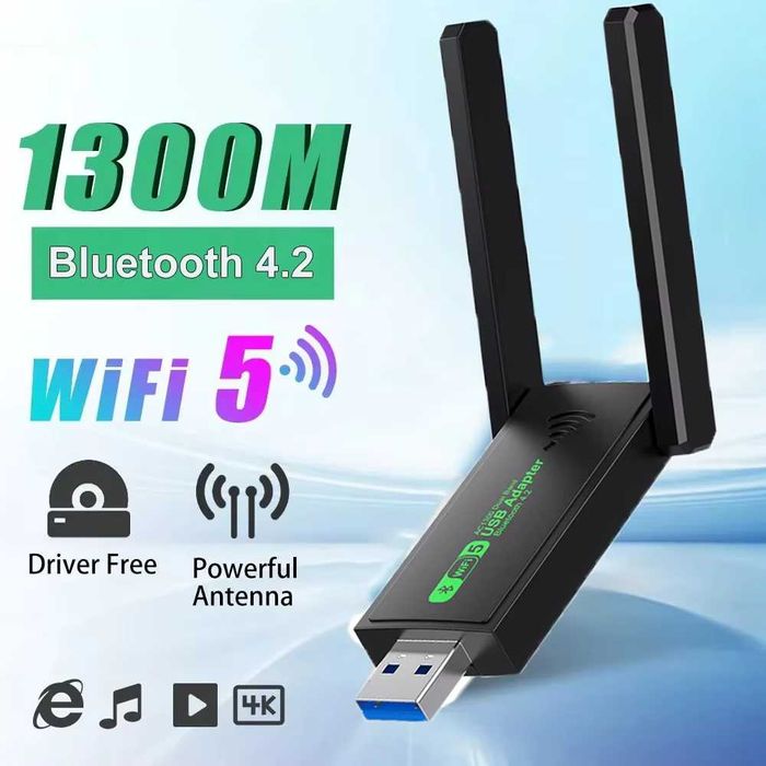 2.4/5Ghz Wifi USB + Bluetooth Адаптер, от 150 до 1300мбит. Доставка.