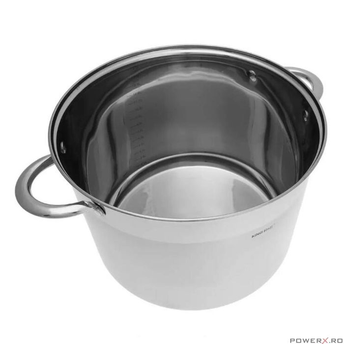 Set 3 oale din inox, cu capac sticla, 11.1l, 13.5l, 16.2l, KingHoff