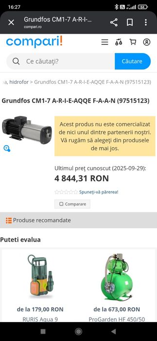 Pompa apa centrifuga orizontala  Grundfosss 0.65 kW