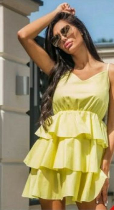Рокля жълта лятна  секси