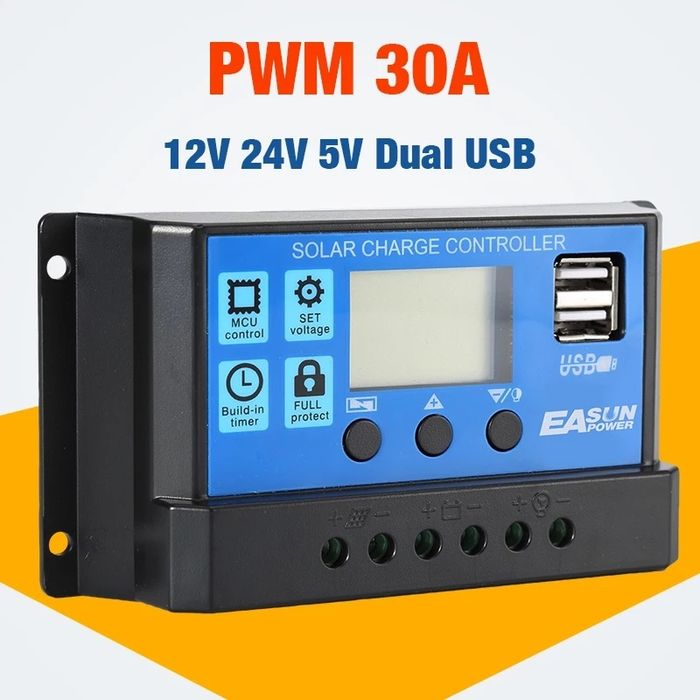 Controler Solar PWM Regulator 390W-12V, 780W-24V 30A, 2 X USB SI LCD