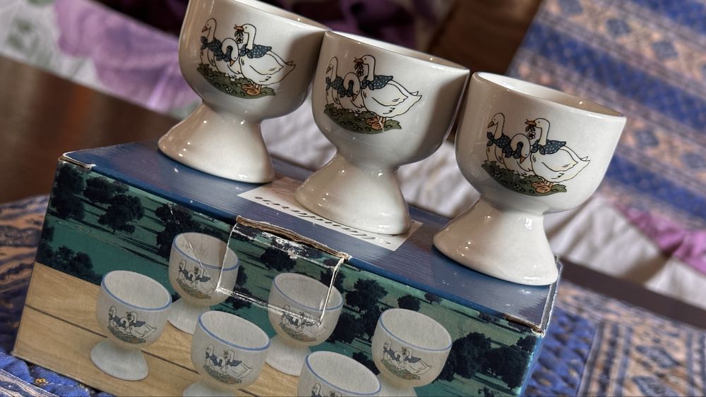 Винтидж коктиери за яйца - 6 бр. пълен комплект в оригиналната кутия