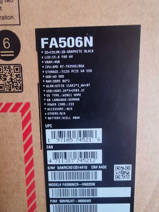 Asus Tuf A15 FA506NCR лаптоп