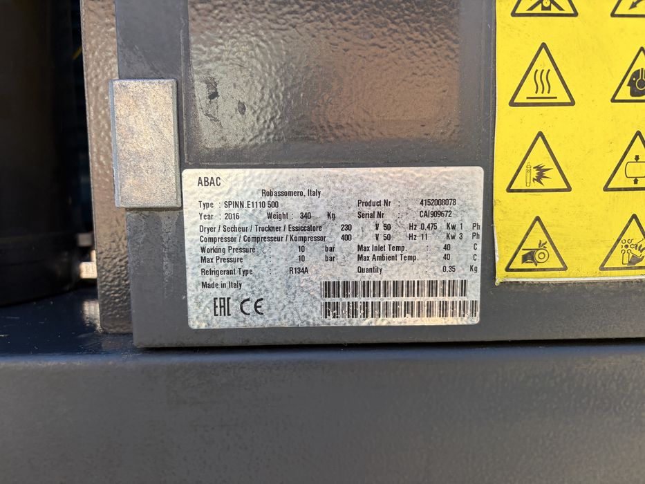 Винтов компресор Abac 11kw 500lt с вграден изсушител