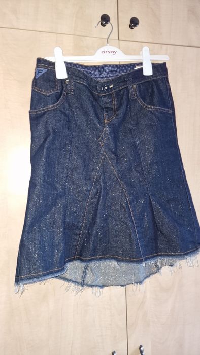 Fusta de blugi cu fir cu sclipici marime S