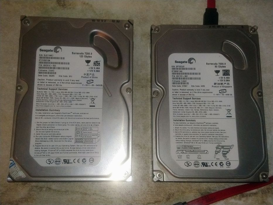 Продам два жёстких  диска HDD 120gb/80gb