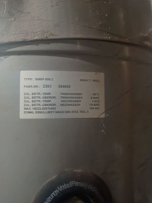 Puffer / boiler  cu 2 serpentine 500 Litri - SMSP 500.2 - 150 kW - Oțel Emailat