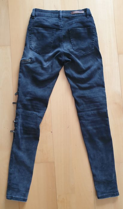 Blugi Jeans skinny, cu fermoare la genunchi
