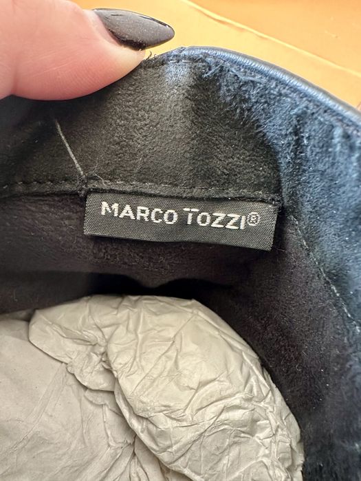 Дамски черни боти MARCO TOZZI – естествена кожа, 39 номер