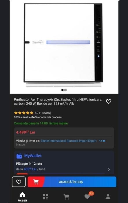 Purificator Aer profesional TherapyAir iOn, Zepter