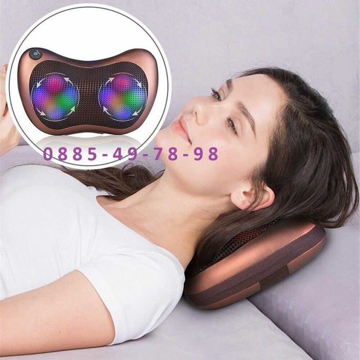 Масажна възглавница с 8 Глави. ШИАЦУ МАСАЖОР Кола Автомобил Стол МАСАЖ