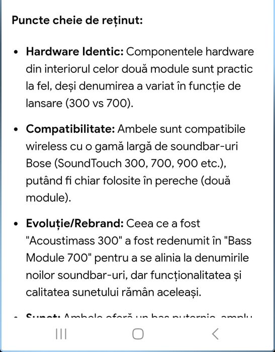 Subwoofer Bose Acoustimass 300 la fel ca Bose 700