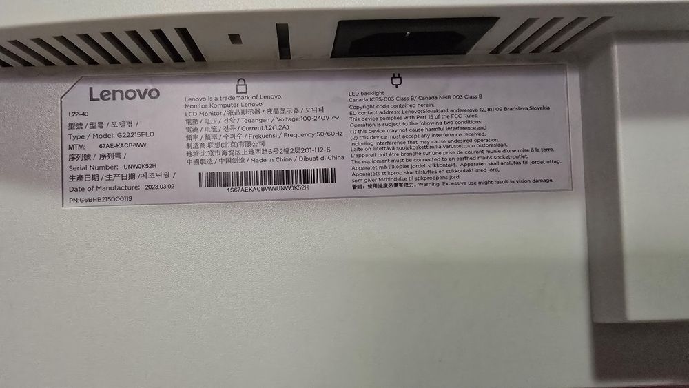 Монитор Леново 21.5"