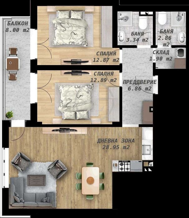 Продава се Тристаен апартамент в Пловдив, Беломорски - 103 кв.м за 665 €/кв.м - Снимка #2