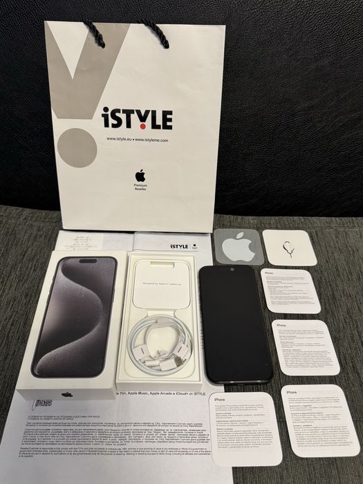 ***КАТО НОВ 128GB iPhone 15 Pro 5G iStyle Гаранция до 2027 Black