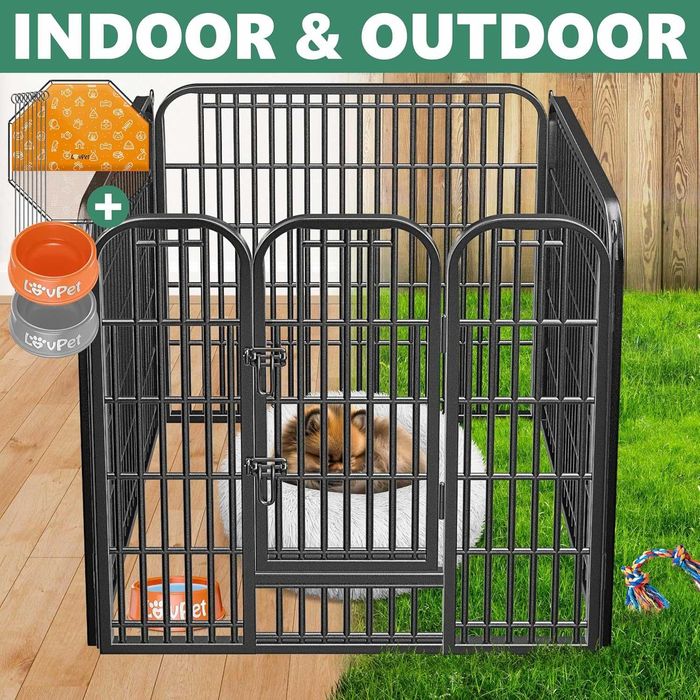 Кошара за игра на открито LovPet puppy, ​​кошара за животни XXL 8 Решетки Всяка 80 x 80 см