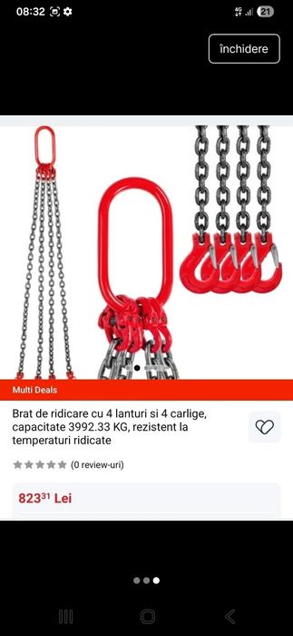 Macara cu lant cu 4 puncte de prindere