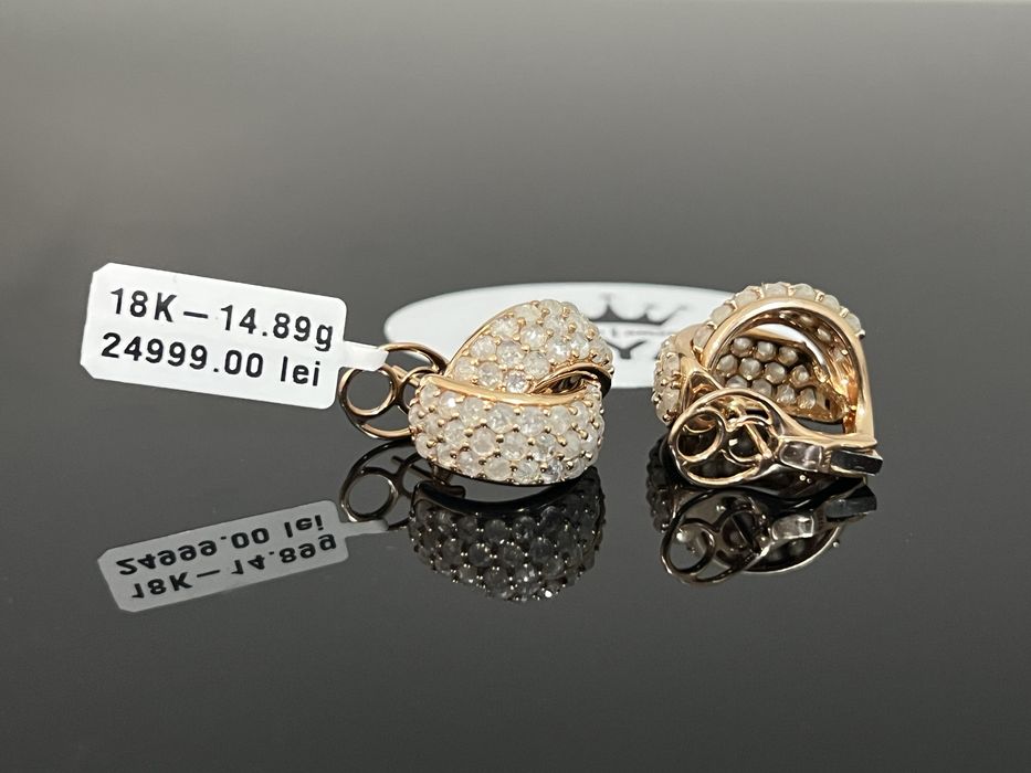 Bijuteria Royal CB : Cercei cu diamante aur 18K 750 14,89 grame