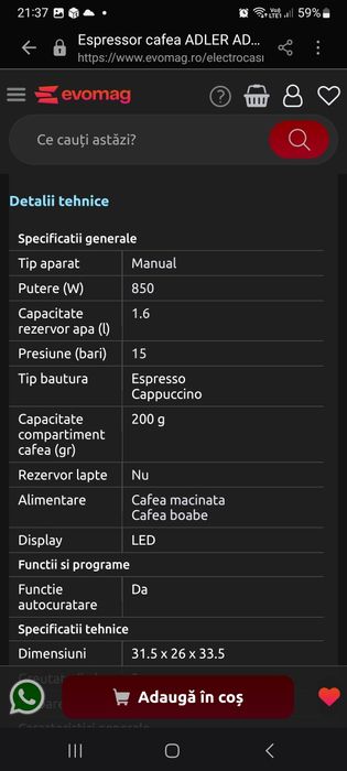 Vand expressor cafea manual in stare perfecta de functionare !!