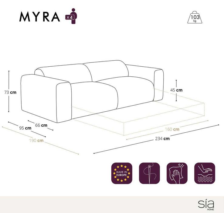 Разтегателен диван Express с матрак Dunlopillo 160 см, тъкан плат MYRA