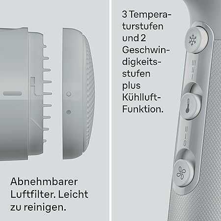 Комплект сешоар за коса Braun HD2.35 BRHD235E с дифузер, гребен и стилизираща дюза, IONTEC, 2200W