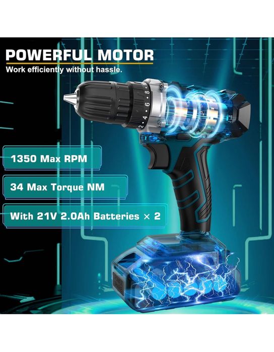 Куфар с инструменти + винтоверт, зарядно и 2 батерии