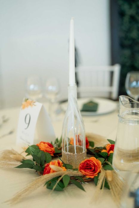 Украса за сватба - пампаска трева - тъмно зелено и оранжево