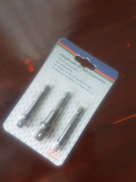 Комплект адаптери за преход 1/4" шестостен към 1/4,3/8,1/2" квадрат