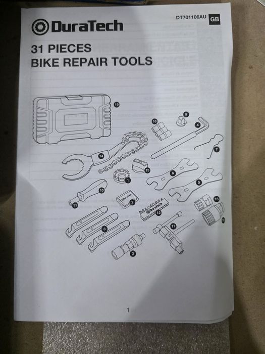 Set de reparatii pentru bicicleta 31 piese in valiza DURATECH