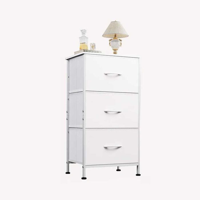 WLIVE Минималистично нощно шкафче с 3 чекмеджета и плат