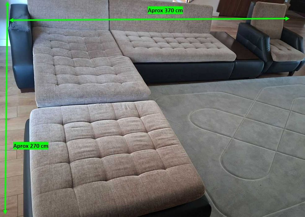 Ansamblu complet living ISTIKBAL – coltar extensibil + fotoliu + taburet