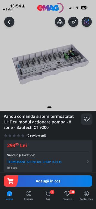 Set 6 senzori termostat casa Bautech i3cw + modul control CT-9200