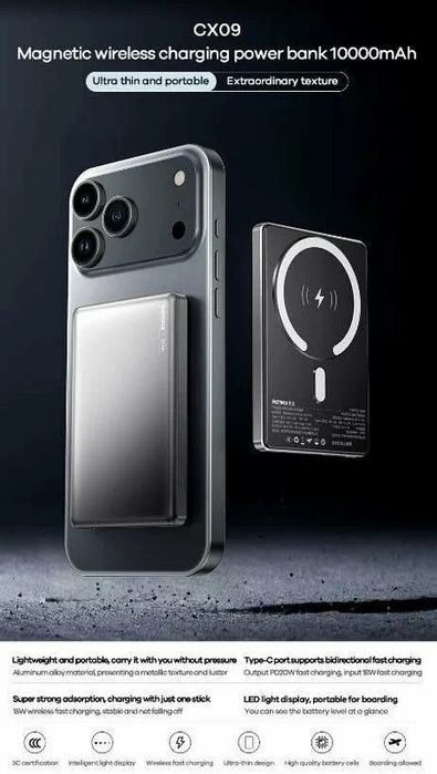 Remax CX09 Ultra thin mini PD20W Power Bank CCC 10000mAh for iPhone 17