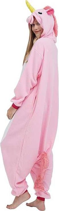 Pijamale casa, Onesie(costum) UNICORN ROZ, Flausat, REDUS de la 220RON