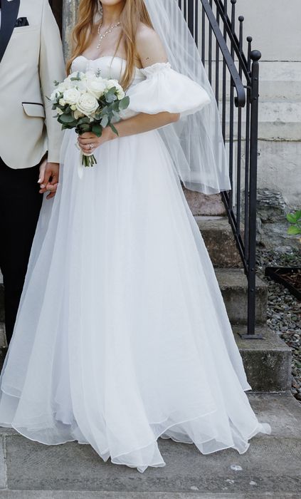 Rochie de mireasa tip printesa, alba, marimea S