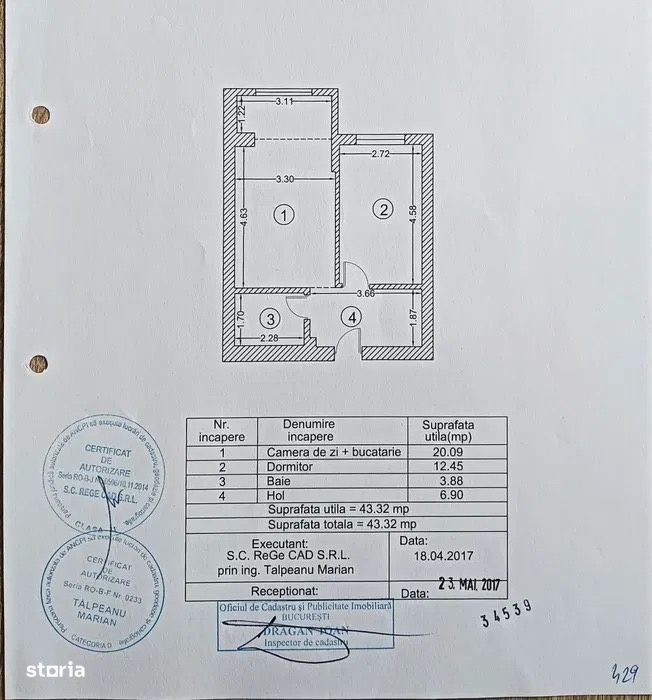 Apartament 2 camere, 43.32mp, centrala proprie, parcare,boxa,Palladium