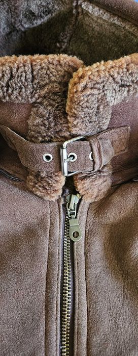 Натуральная дубленка-пилот+шапка