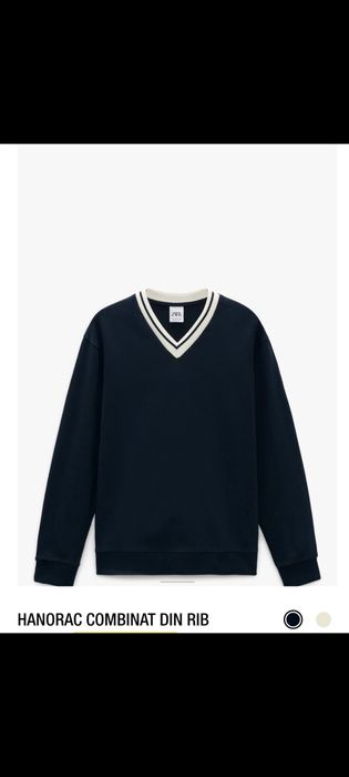 Hanorac cu guler in V,100% bumbac,model Balmain,L 42