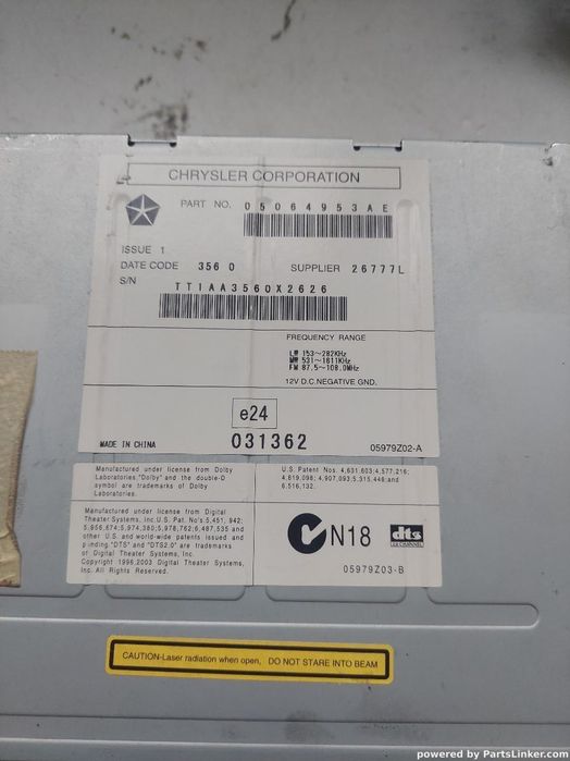 Cd Player Auto Jeep Compass (Mk49) [ 2006 - > ] Oem 031362