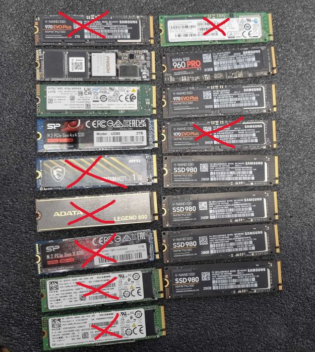 ЛОТ NVMe 2TB/512/500/250 - Samsung, SK Hynix, Adata