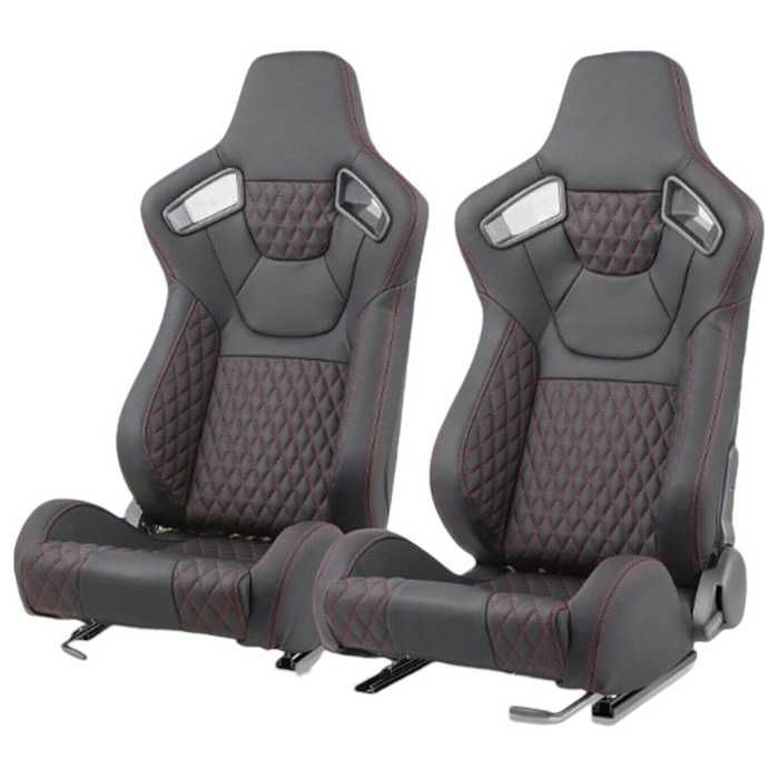 Спортни седалки за МПС - 9015 Черна с червен конец