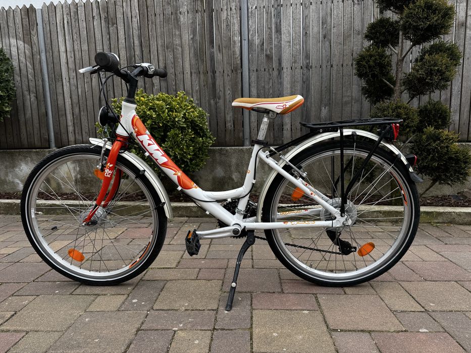 Bicicleta KTM 24" Wild Cat alb/portocaliu 35 cm