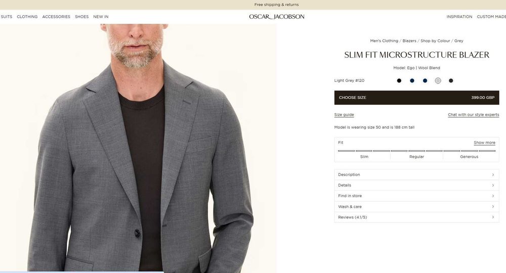 Sacou blazer 42 XL de lux Oscar Jacobson NOU lana moale respirabila