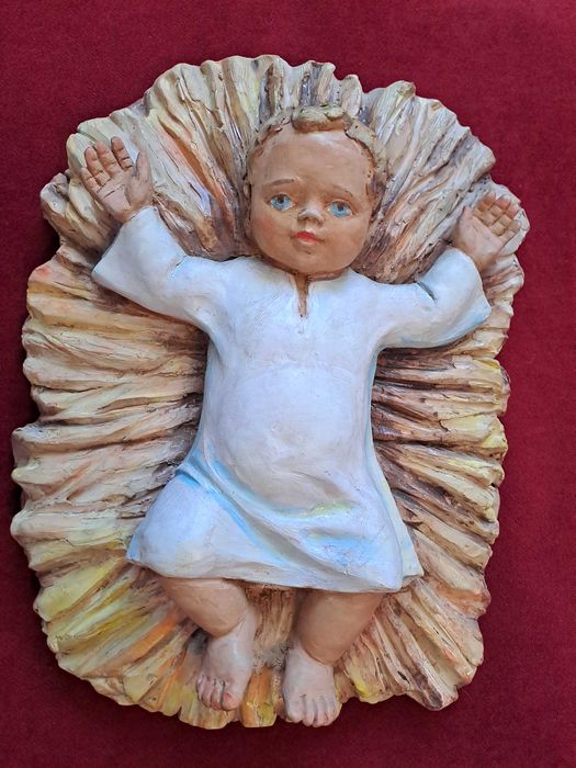 Pruncul Isus bazorelief statueta din teracota 47/37 cm
